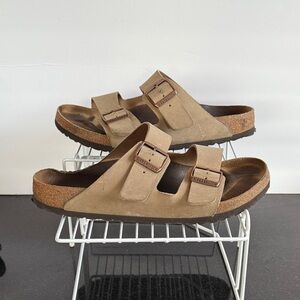 Birkenstock Arizona Soft Footbed Brown Suede Slide Sandals Men 44 EU 11/11.5 US